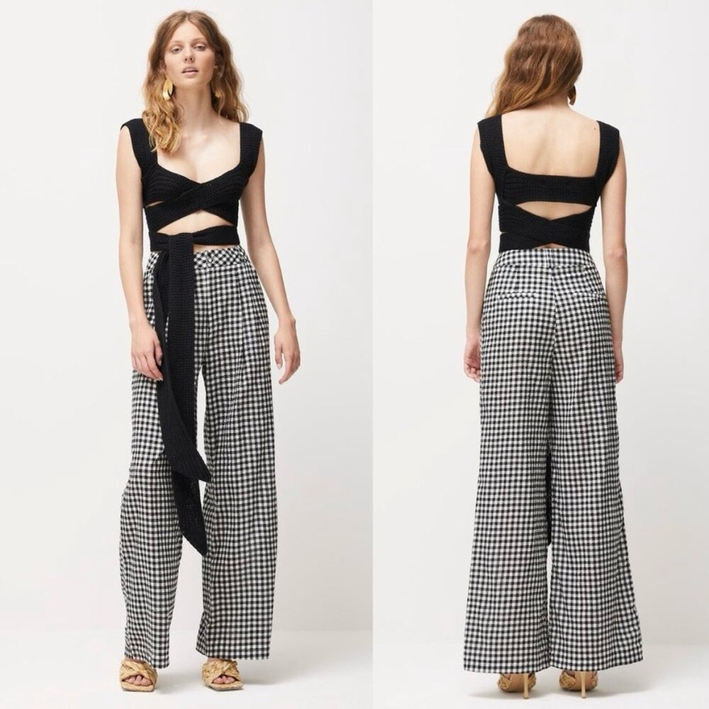 Atoir Tulip Chunky Knit Top Womens 6 Black Cropped Wrap Tie Surplice 100% Cotton - Picture 2 of 14